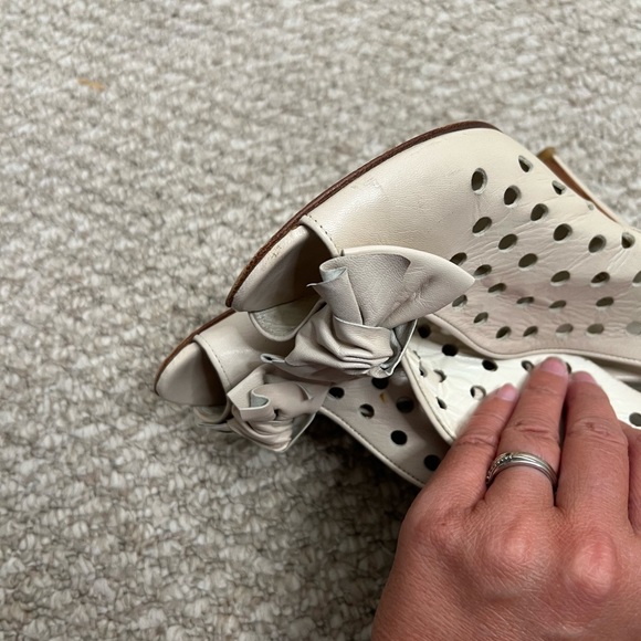 Pakerson heels white bow peep toe size 38 - Picture 11 of 12